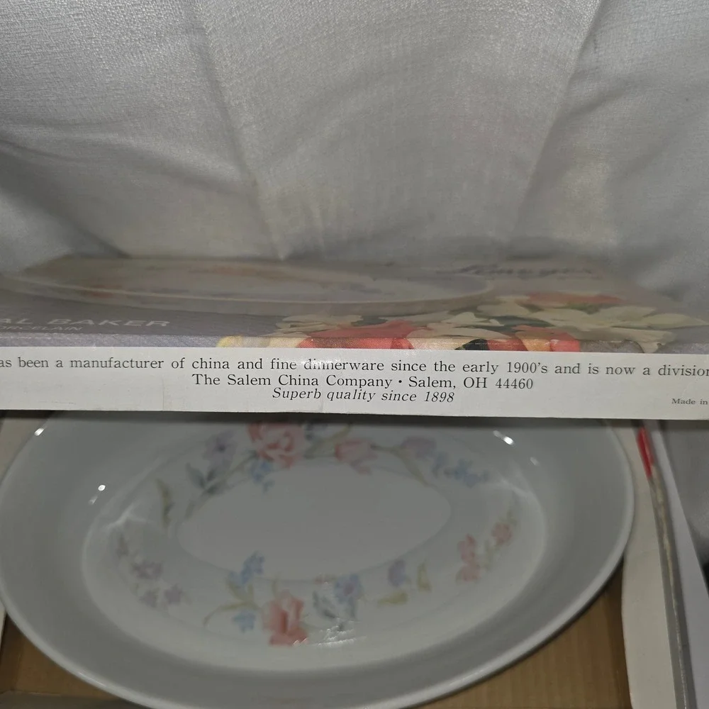 American Limoges Flowers 12 Inch Oval Baker Fine Porcelain Floral Casserole Dish